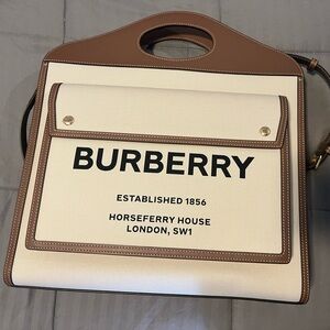 Burberry Tan and Cream Logo Tote